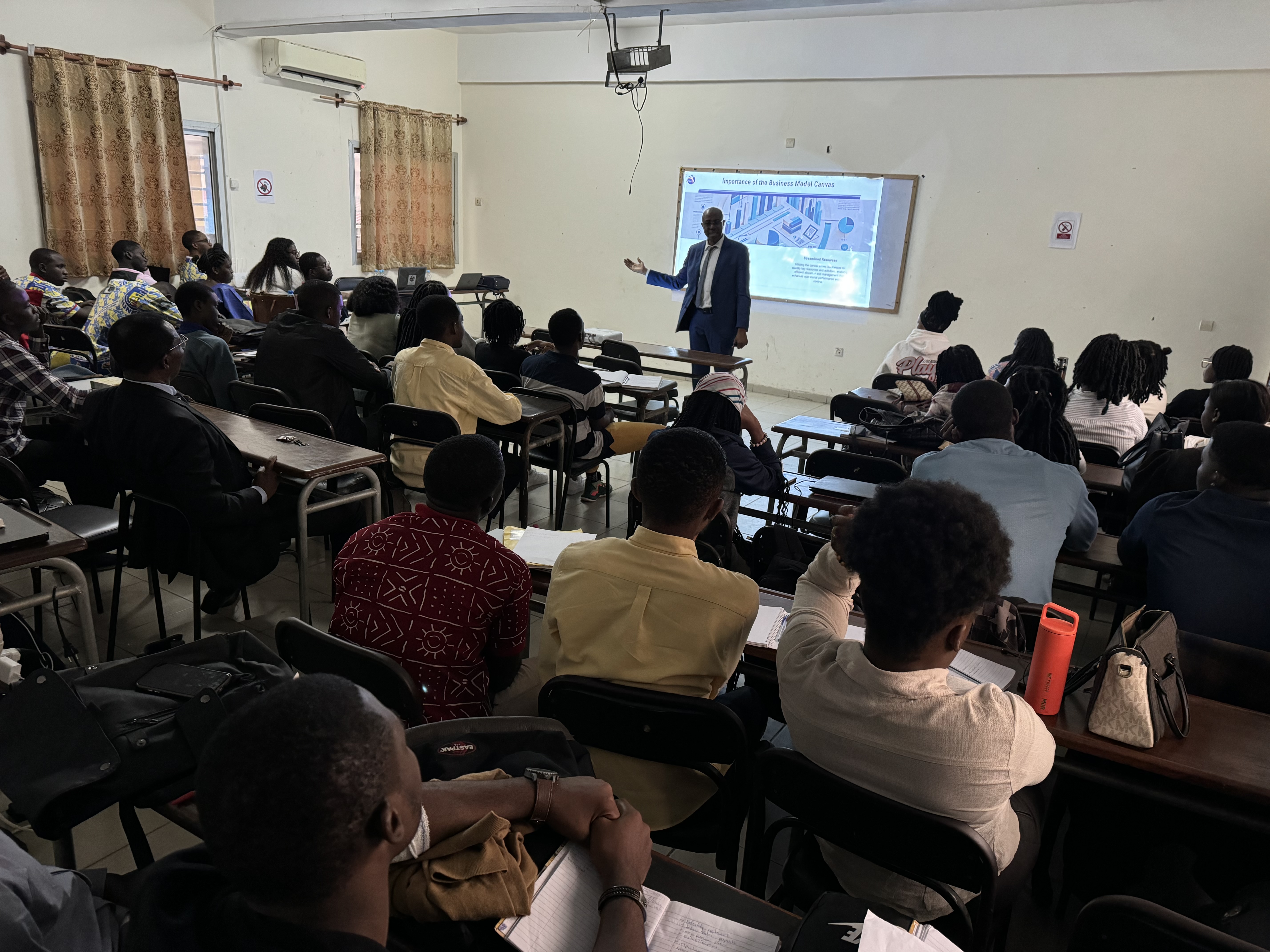 Professor Salouhou lecturing at Institut St. Jérôme, Douala